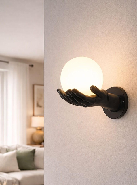 Artistic Hand Globe Wall Light - 8054