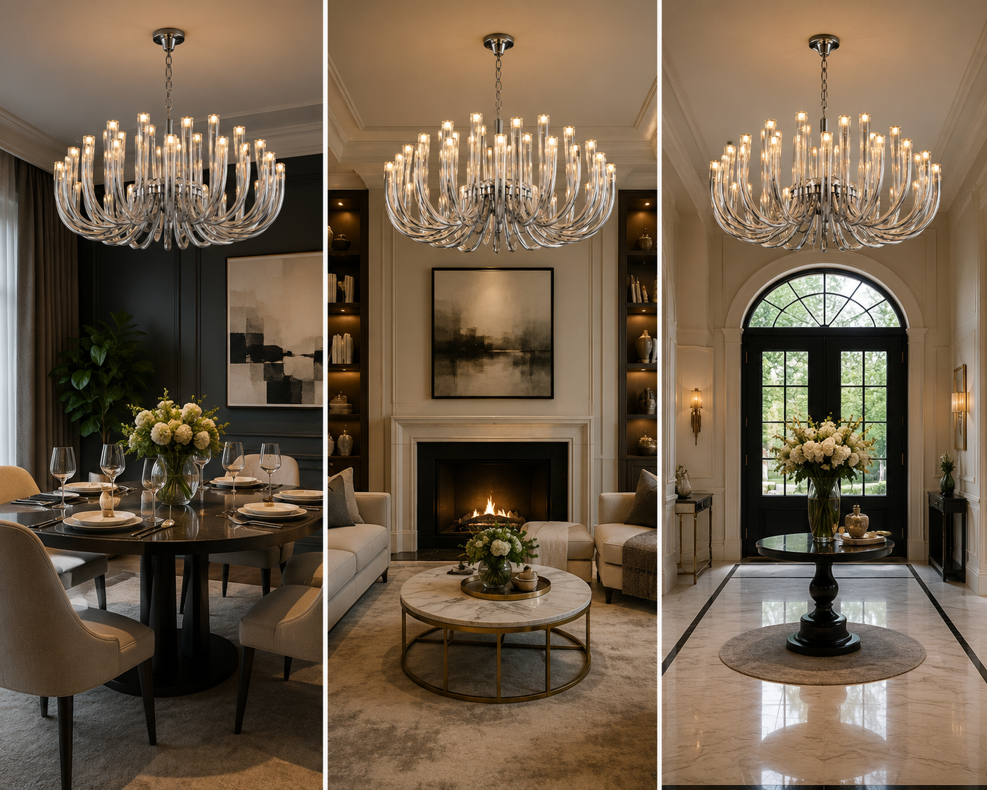 32 Head Smoke Luxury Glass Tube Chandelier