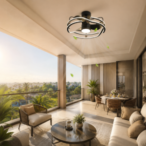 Modern Decorative LED Ceiling Fan with Light – 1070mm Black Acrylic Blade