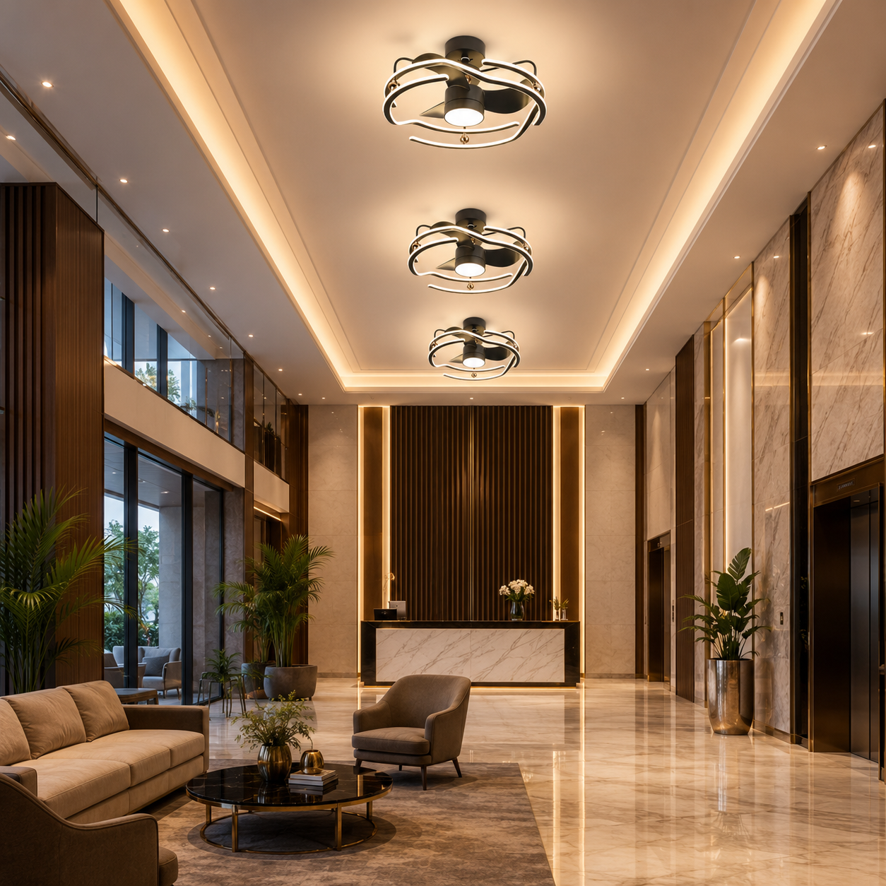 Modern Decorative LED Ceiling Fan with Light – 1070mm Black Acrylic Blade