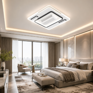 Modern Flush Mount LED Ceiling Fan with Light – 500x500mm 3C LED