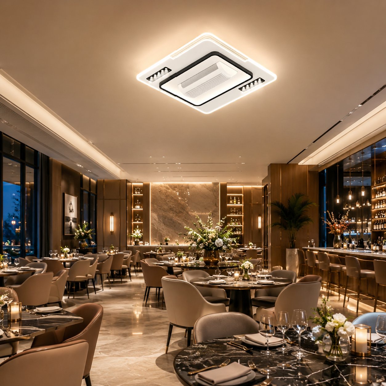 Modern Flush Mount LED Ceiling Fan with Light – 500x500mm 3C LED