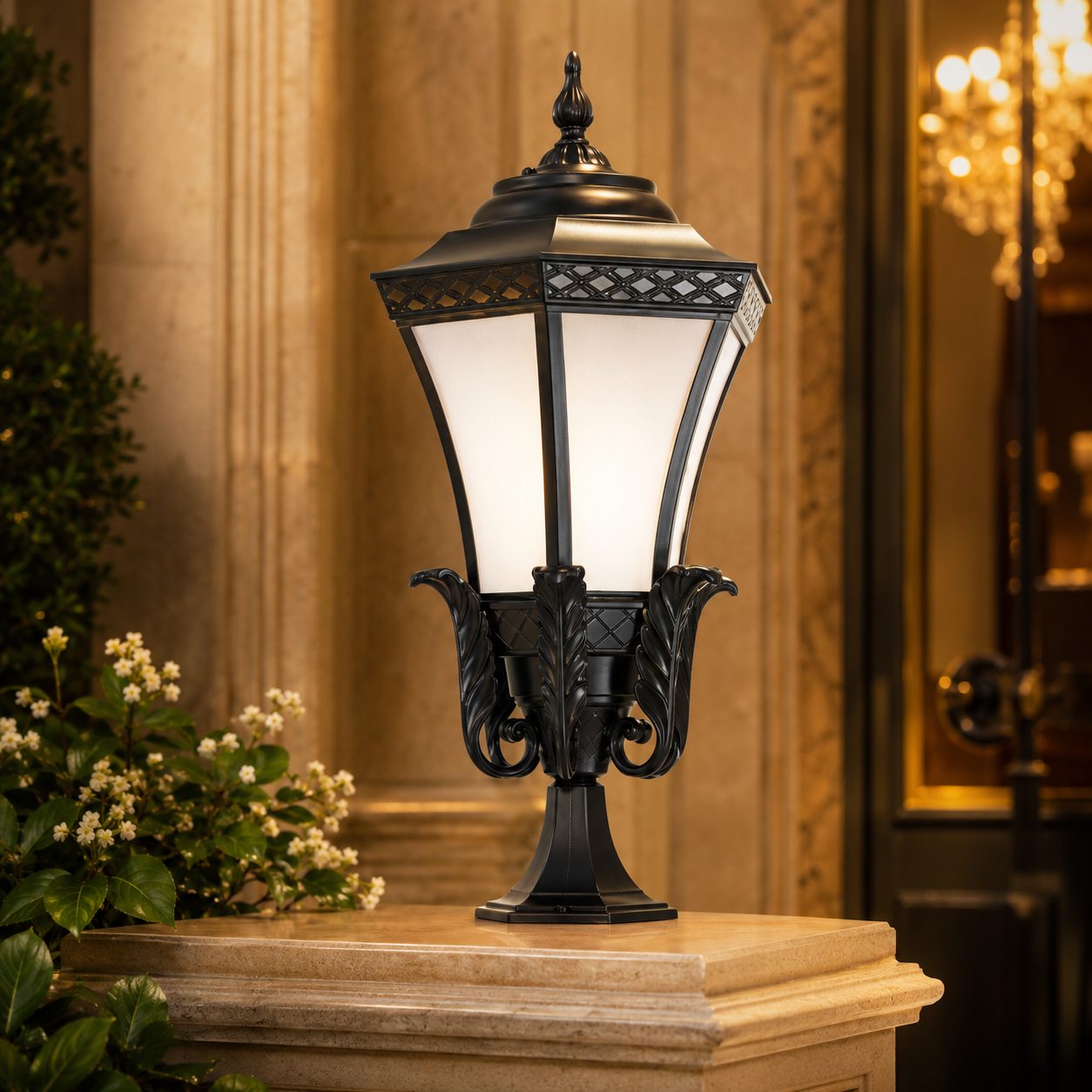 Classic Black Outdoor Gate Pillar Lantern Light Decorative Post Top