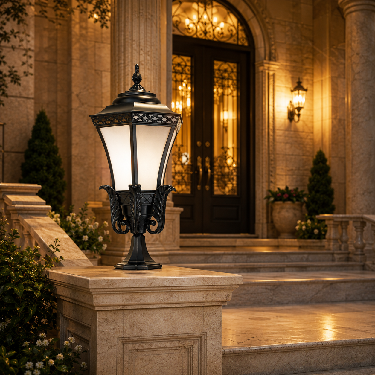 Classic Black Outdoor Gate Pillar Lantern Light Decorative Post Top