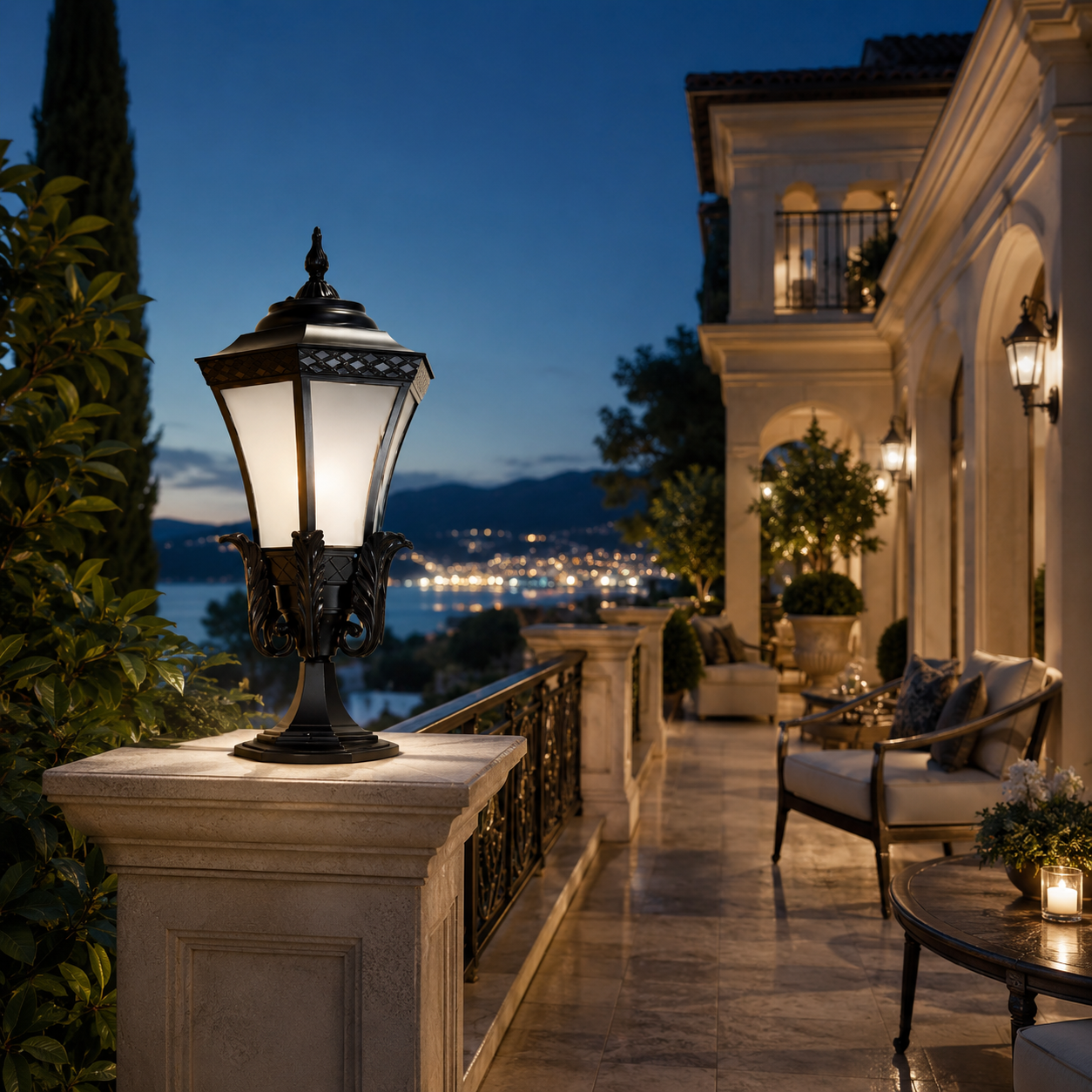 Classic Black Outdoor Gate Pillar Lantern Light Decorative Post Top