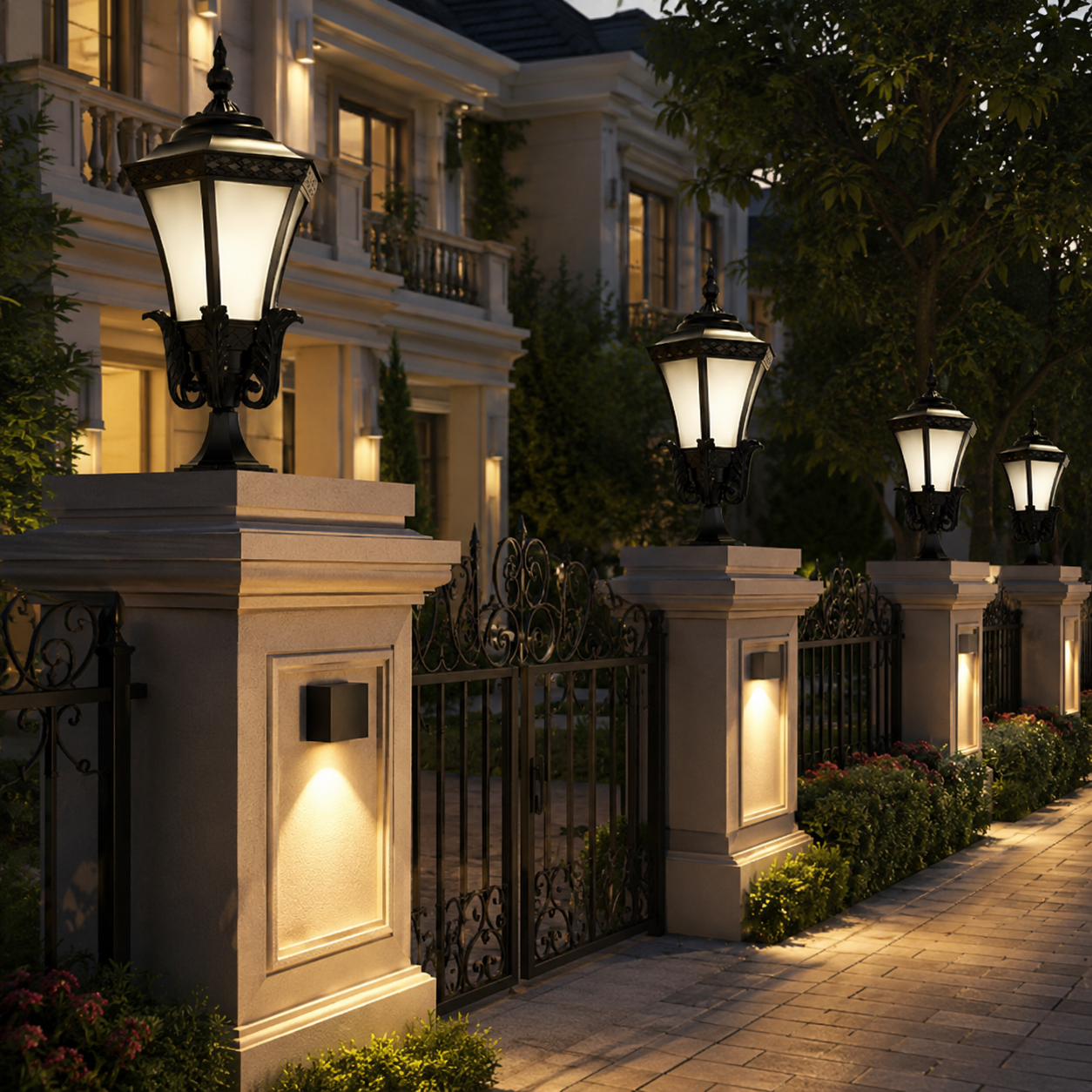 Classic Black Outdoor Gate Pillar Lantern Light Decorative Post Top