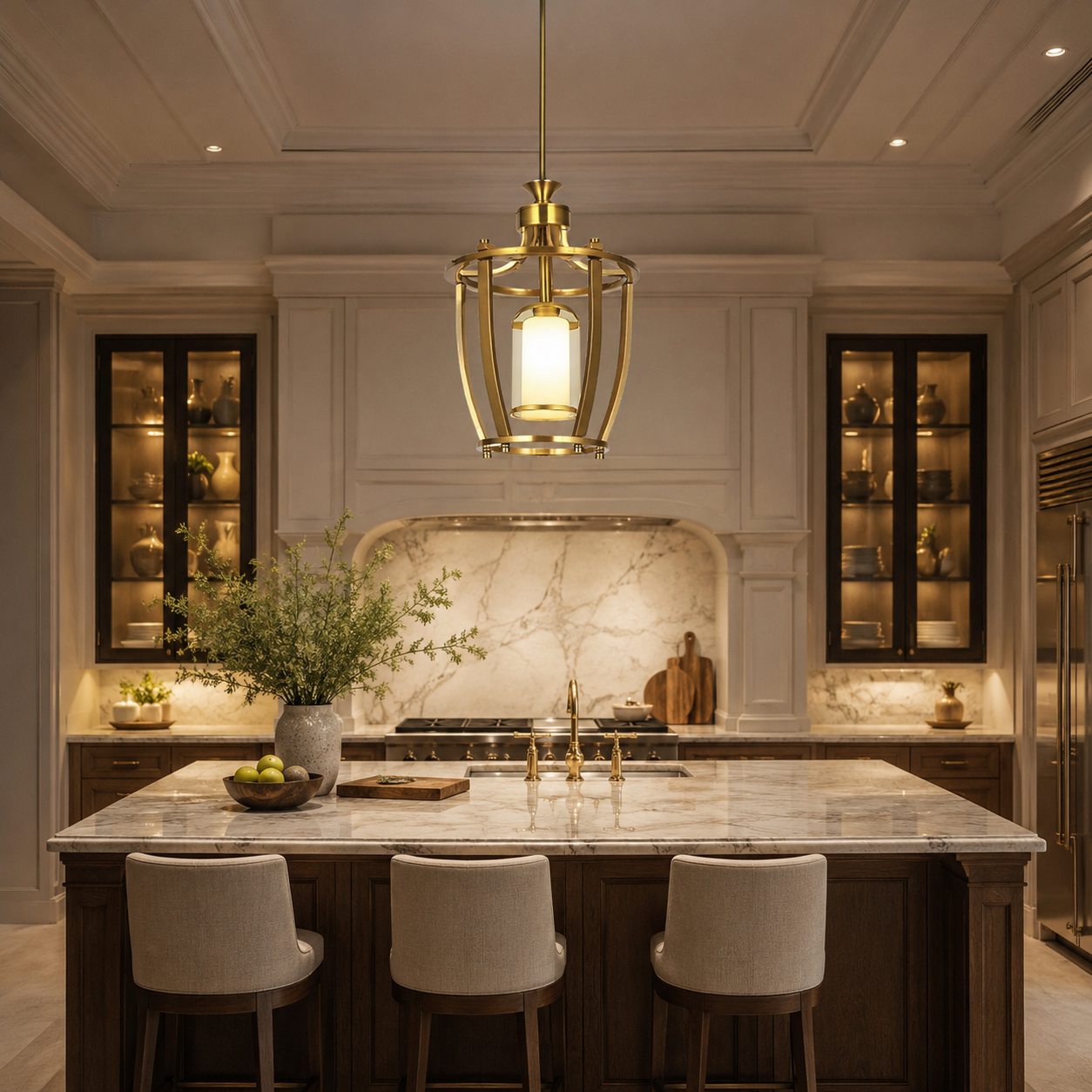 Modern Gold Cage Pendant Hanging Light