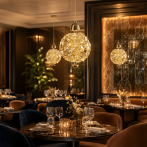 Luxury Gold Crystal Globe Pendant Light