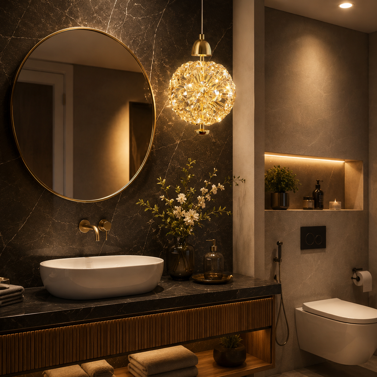 Luxury Gold Crystal Globe Pendant Light