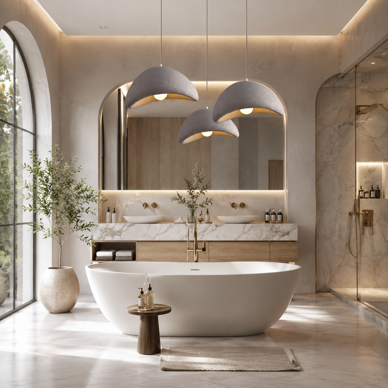 Resin 400mm Textured Dome Pendant Light