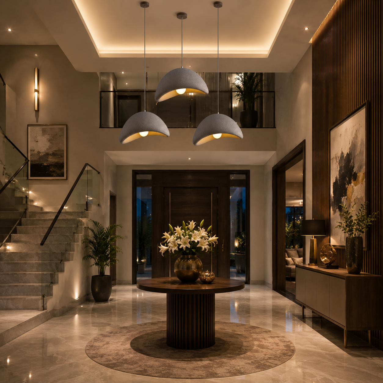 Resin 400mm Textured Dome Pendant Light