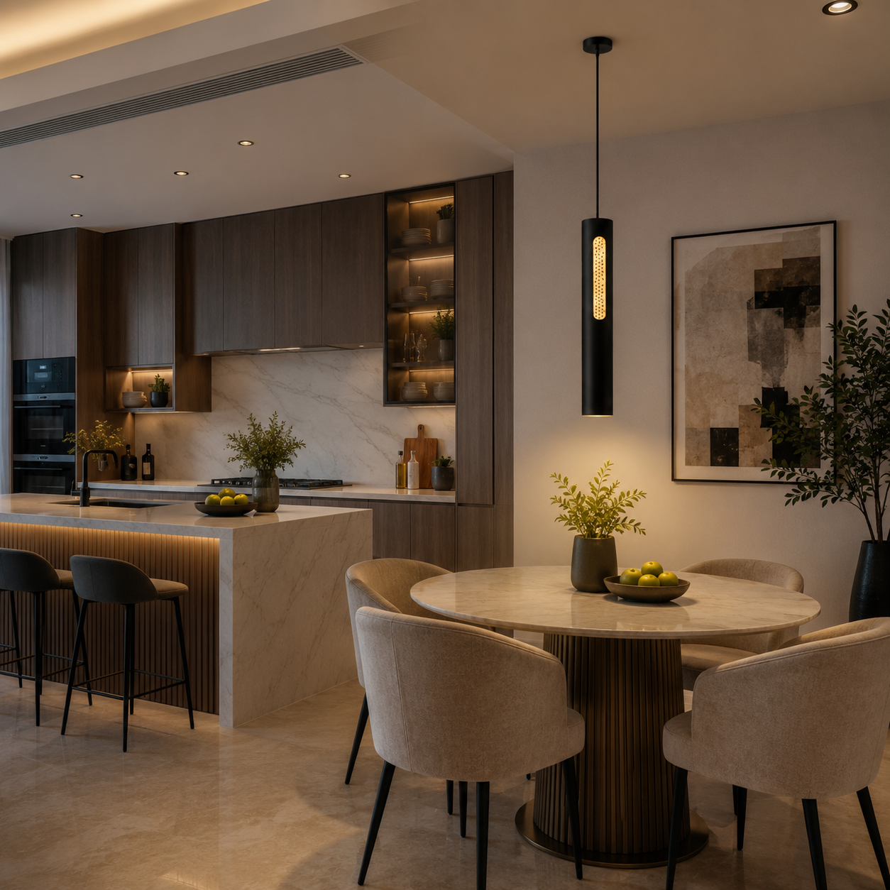 Aurora Luxe Black Cylinder LED Pendant Light