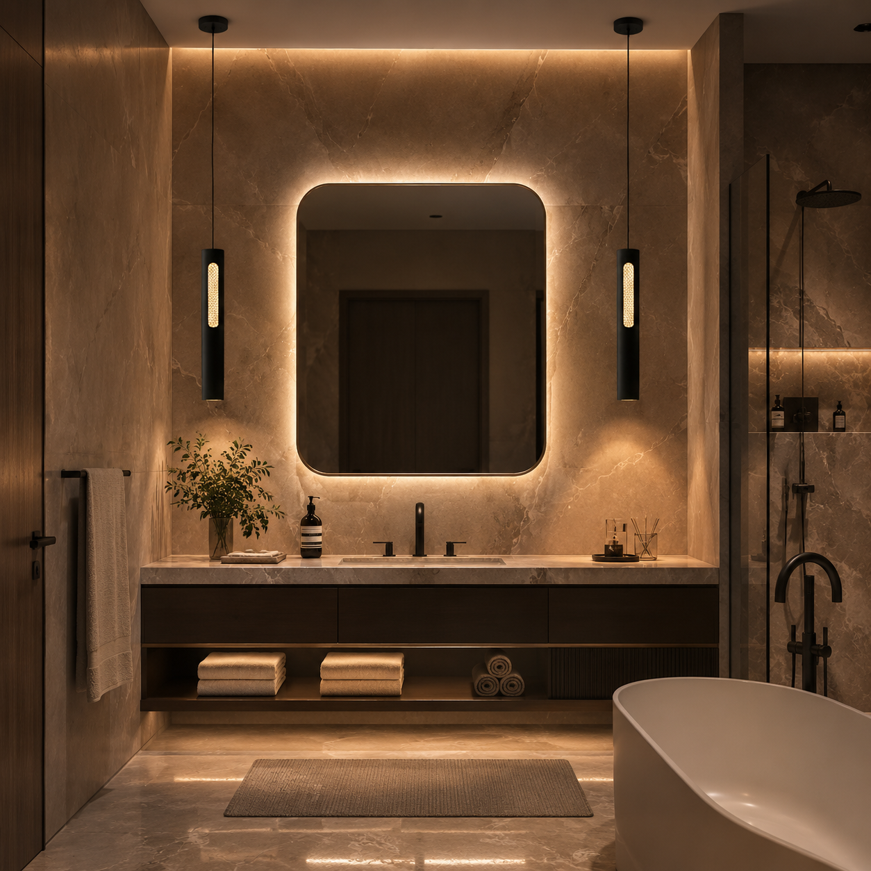 Aurora Luxe Black Cylinder LED Pendant Light