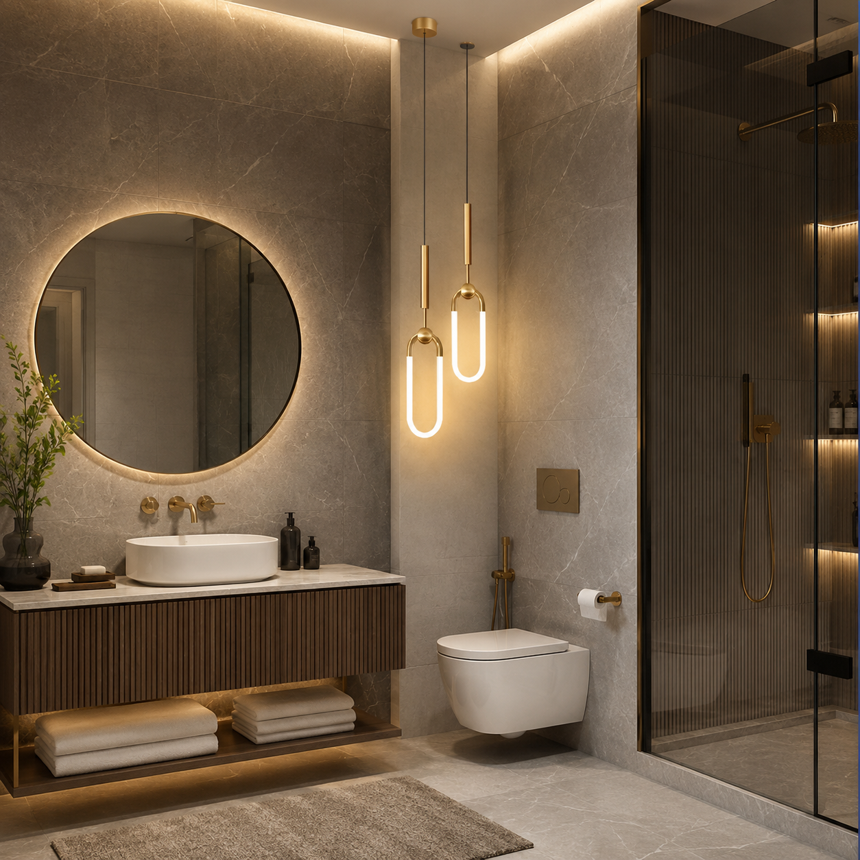 Aurora Modern U-Shaped Gold LED Pendant Light
