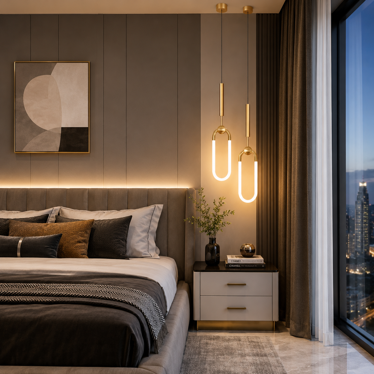Aurora Modern U-Shaped Gold LED Pendant Light
