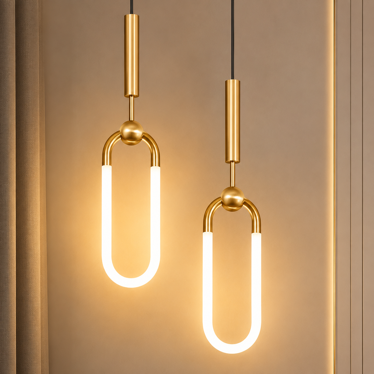 Aurora Modern U-Shaped Gold LED Pendant Light