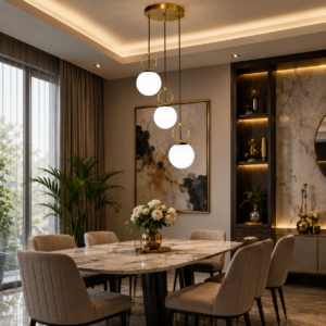Modern 3-Light Opal Glass Globe Cluster Pendant Chandelier – Gold & Black Hanging Ceiling Light