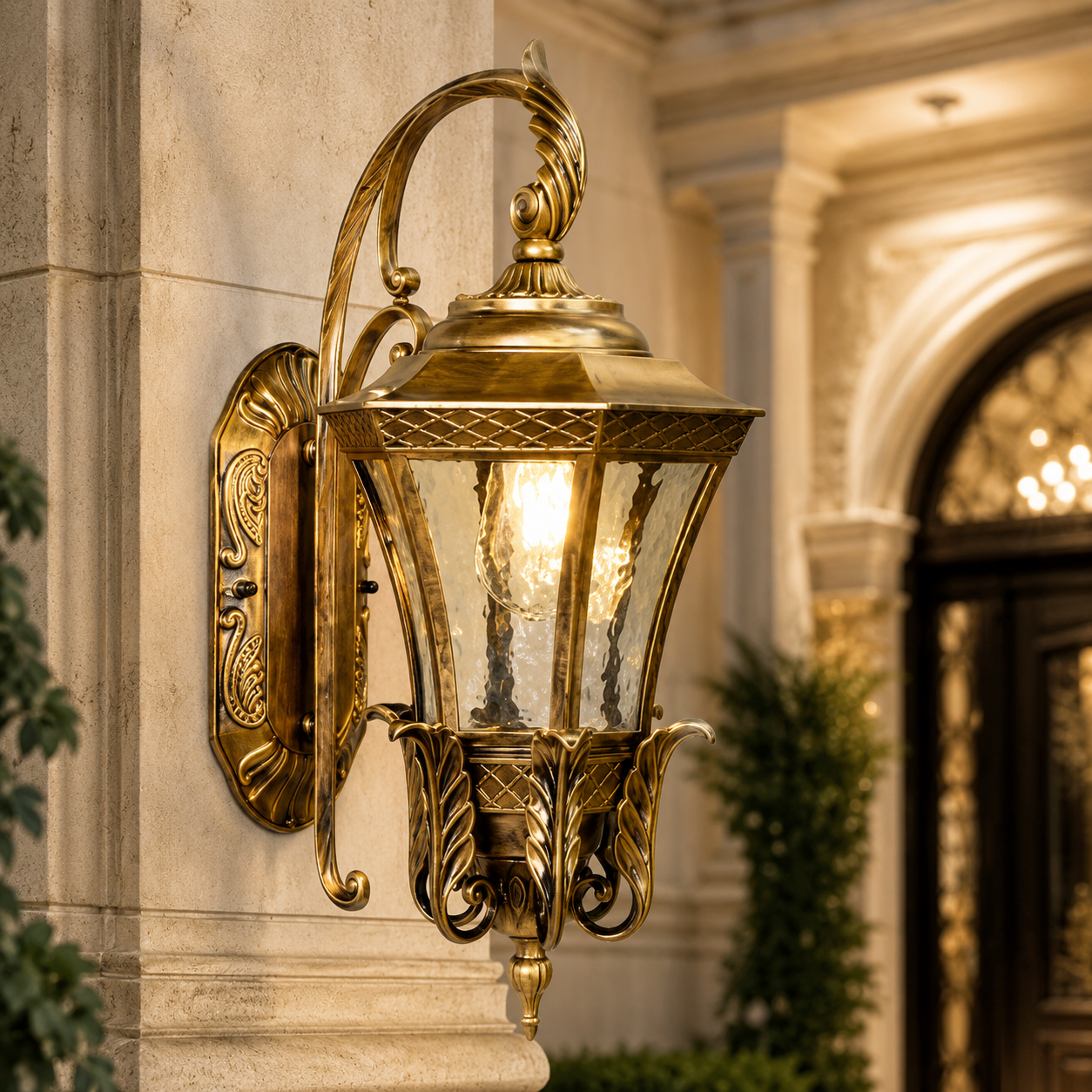 Royal Vintage Antique Gold Outdoor Wall Lantern Light