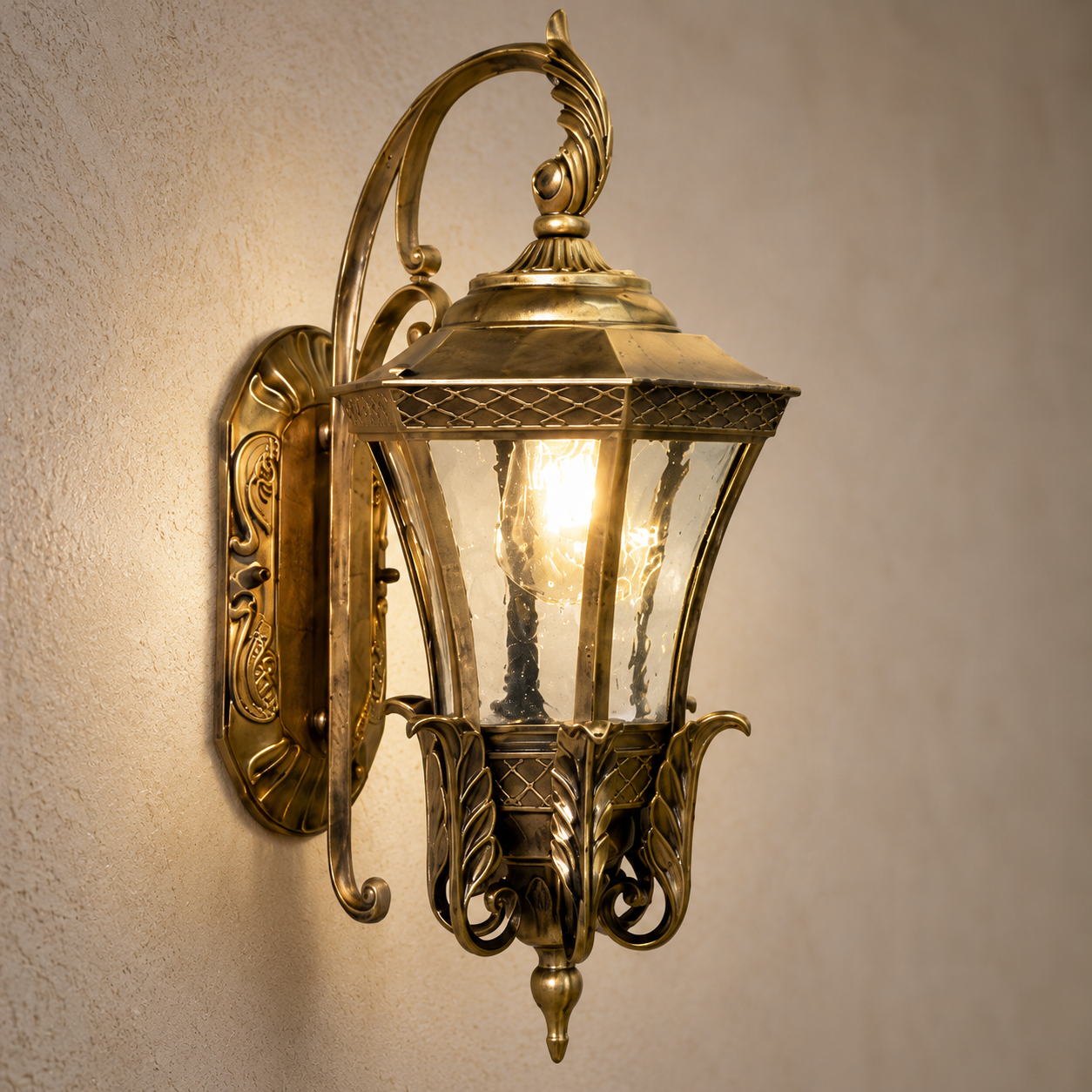 Royal Vintage Antique Gold Outdoor Wall Lantern Light