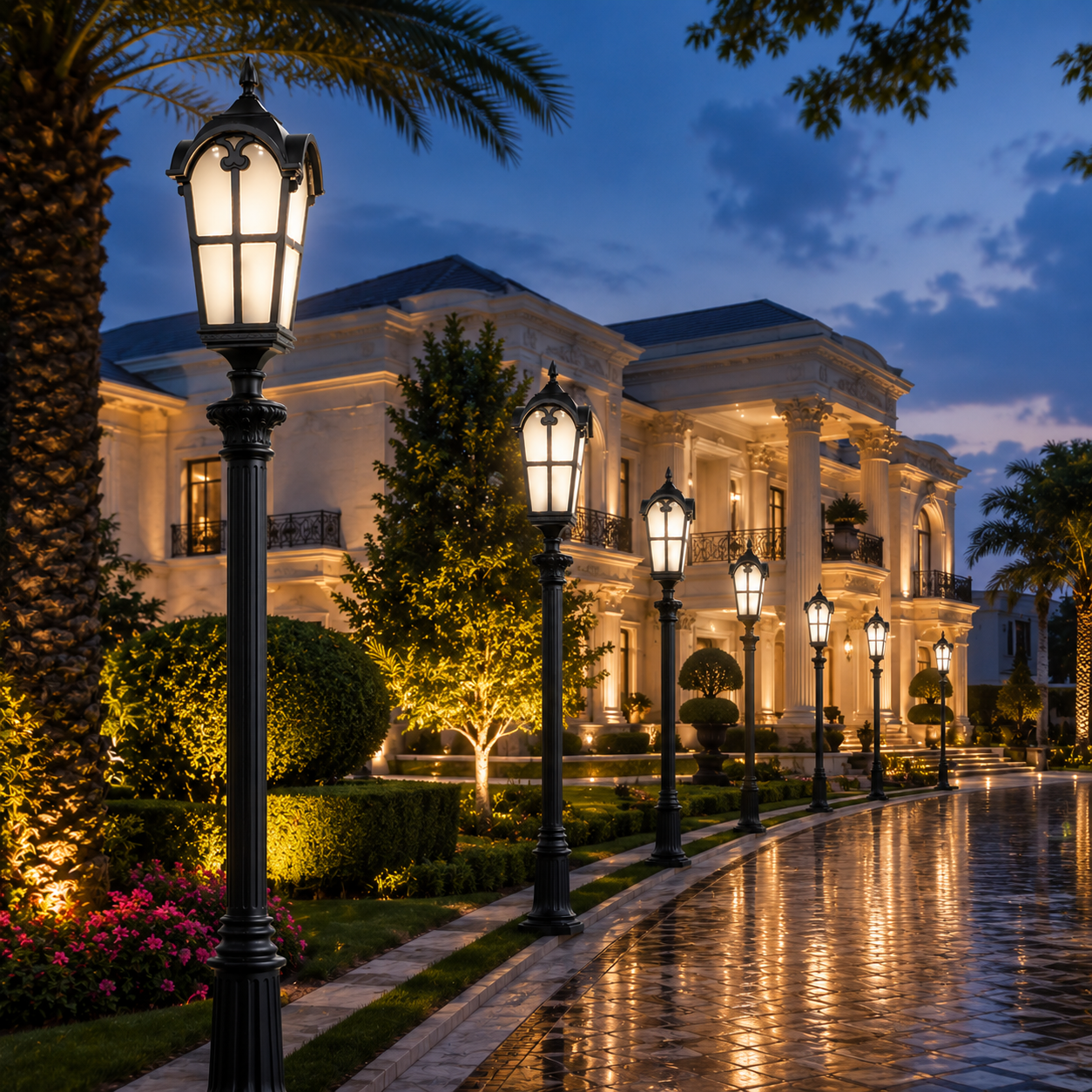 Classic Black Outdoor Gate Pillar Lantern Light
