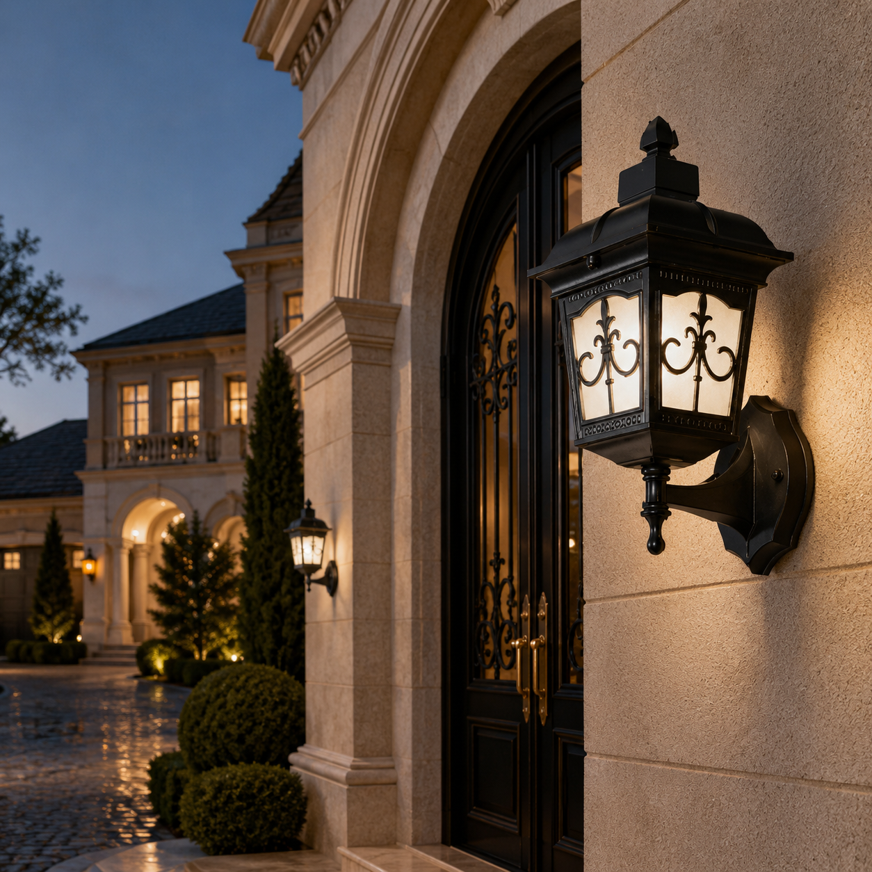 Royal Heritage Black Outdoor Wall Lantern – Classic Coach-Style Exterior Wall Light