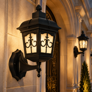 Royal Heritage Black Outdoor Wall Lantern – Classic Coach-Style Exterior Wall Light