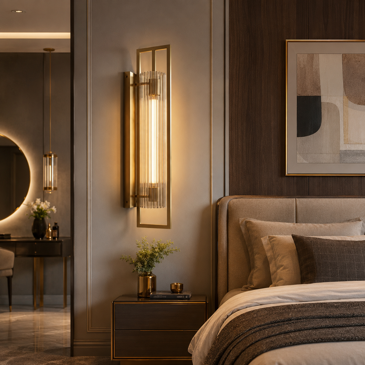 Luxury Gold Crystal Glass LED Wall Sconce Light