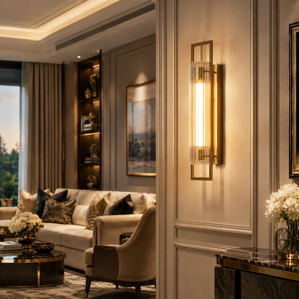 Luxury Gold Crystal Glass LED Wall Sconce Light