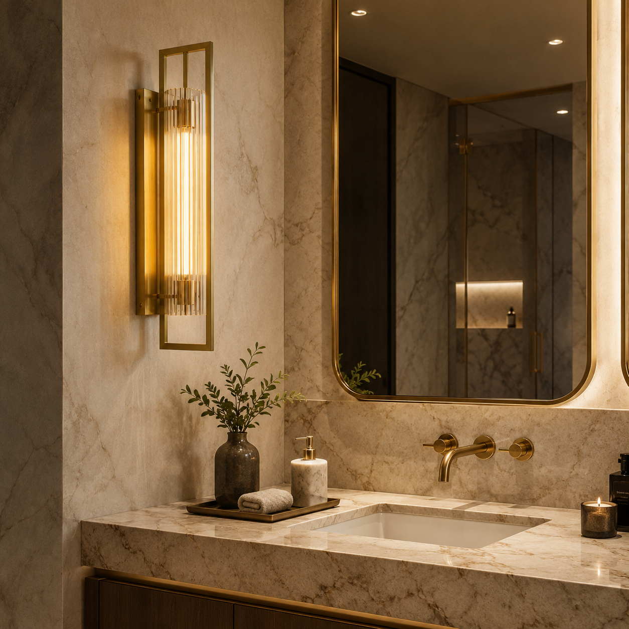 Luxury Gold Crystal Glass LED Wall Sconce Light