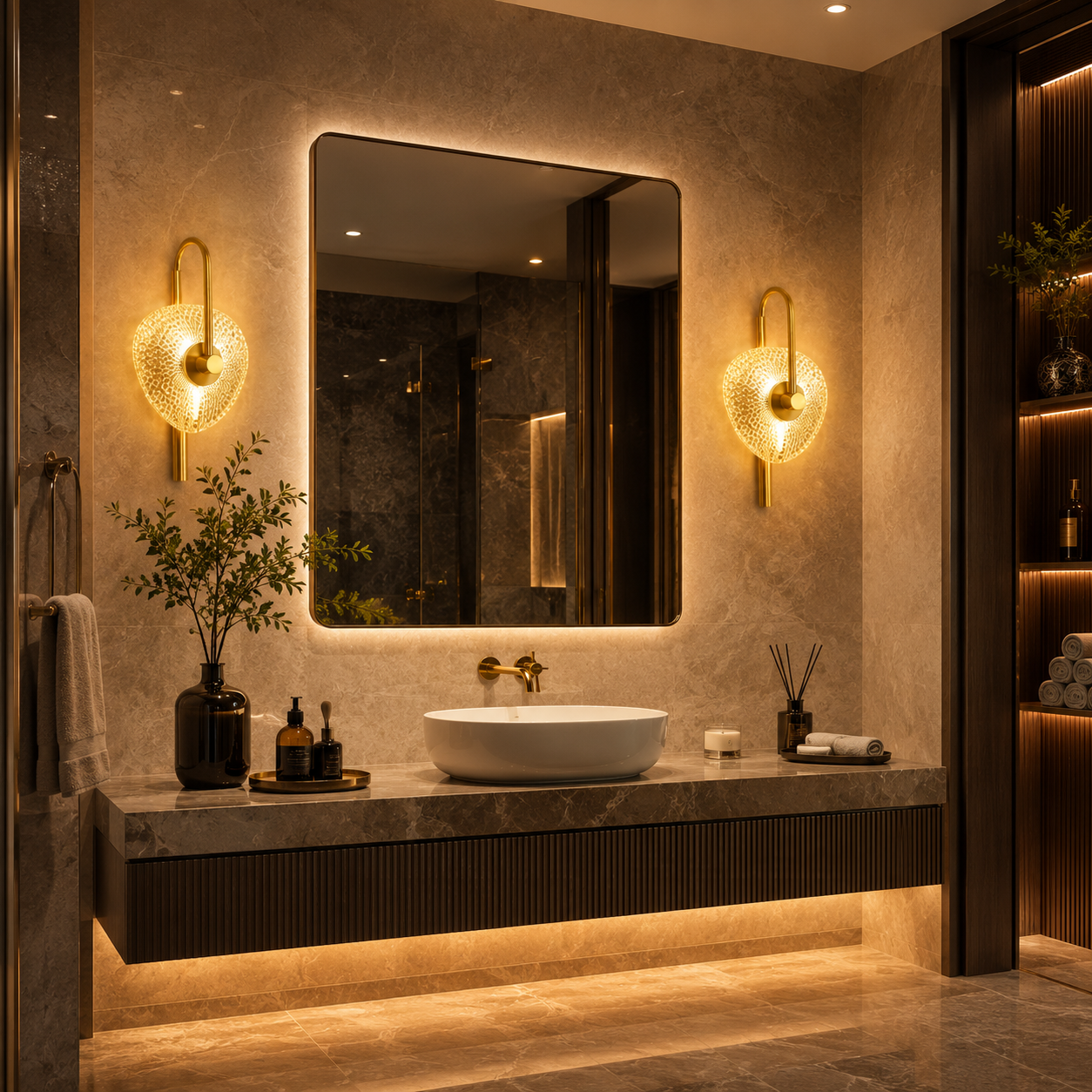 Modern Crystal LED Wall Light with Gold Finish