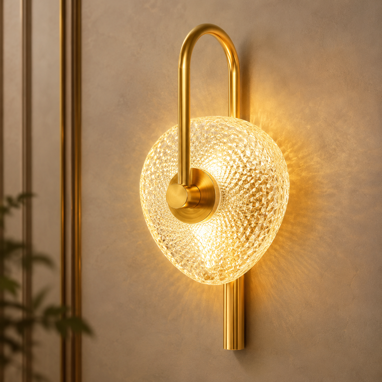 Modern Crystal LED Wall Light with Gold Finish