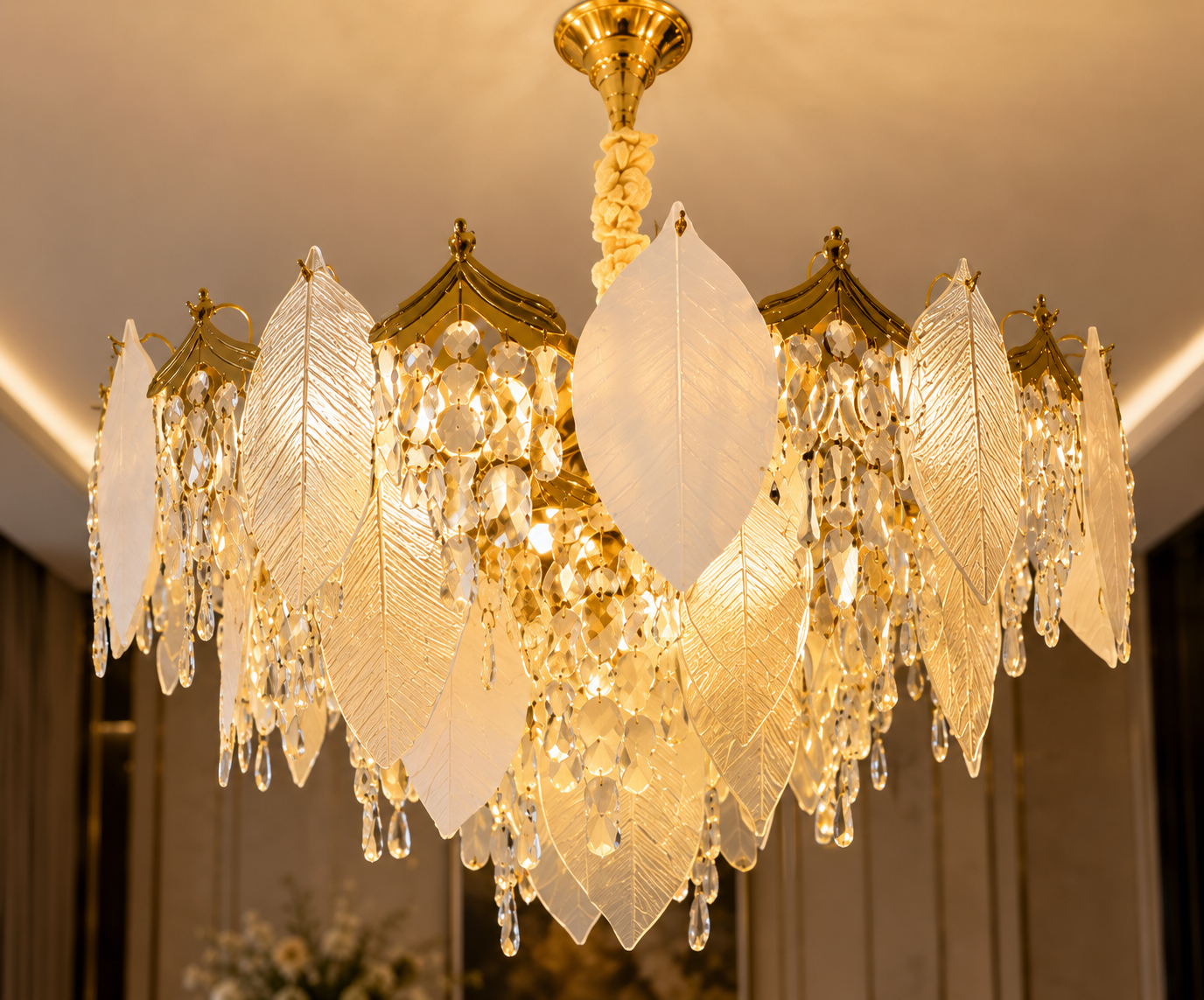 Luxury Leaf Crystal Chandelier