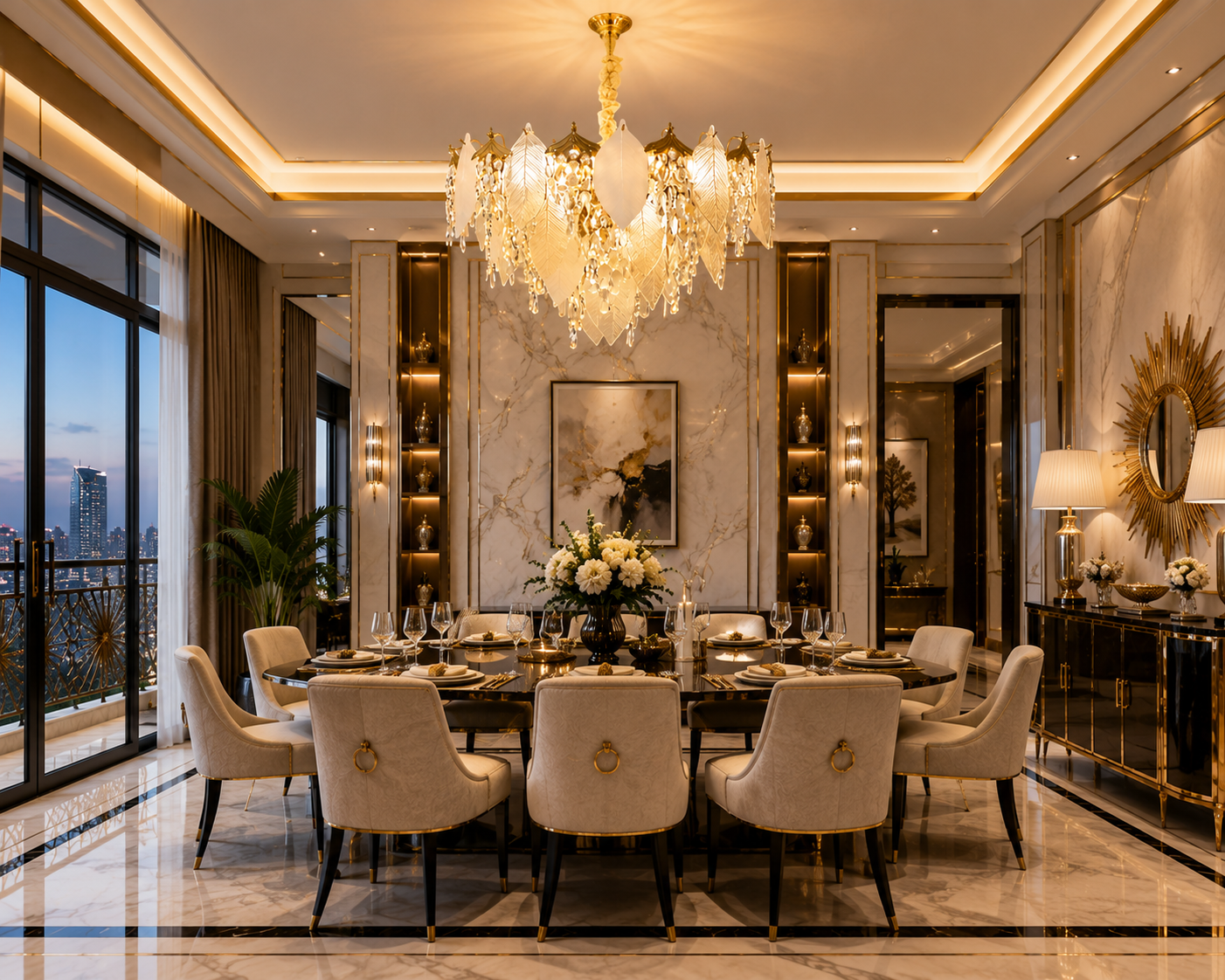 Luxury Leaf Crystal Chandelier
