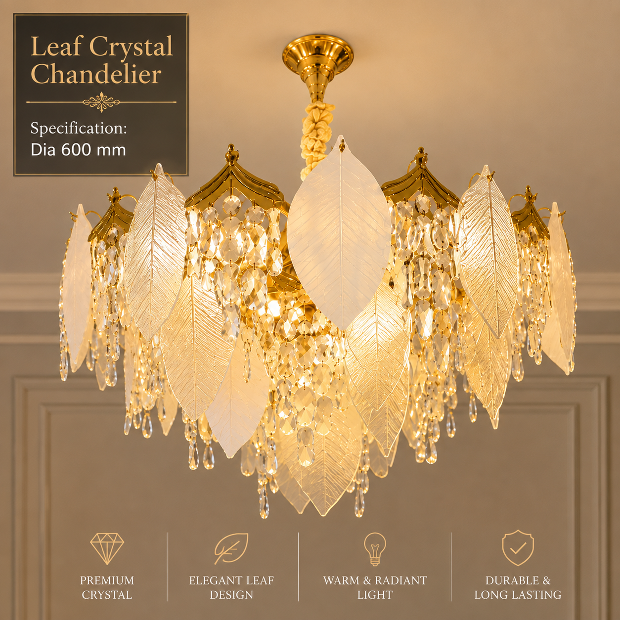 Celestial Leaf Crystal Chandelier