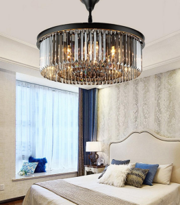 Modern Crystal Drum Semi-Flush Chandelier