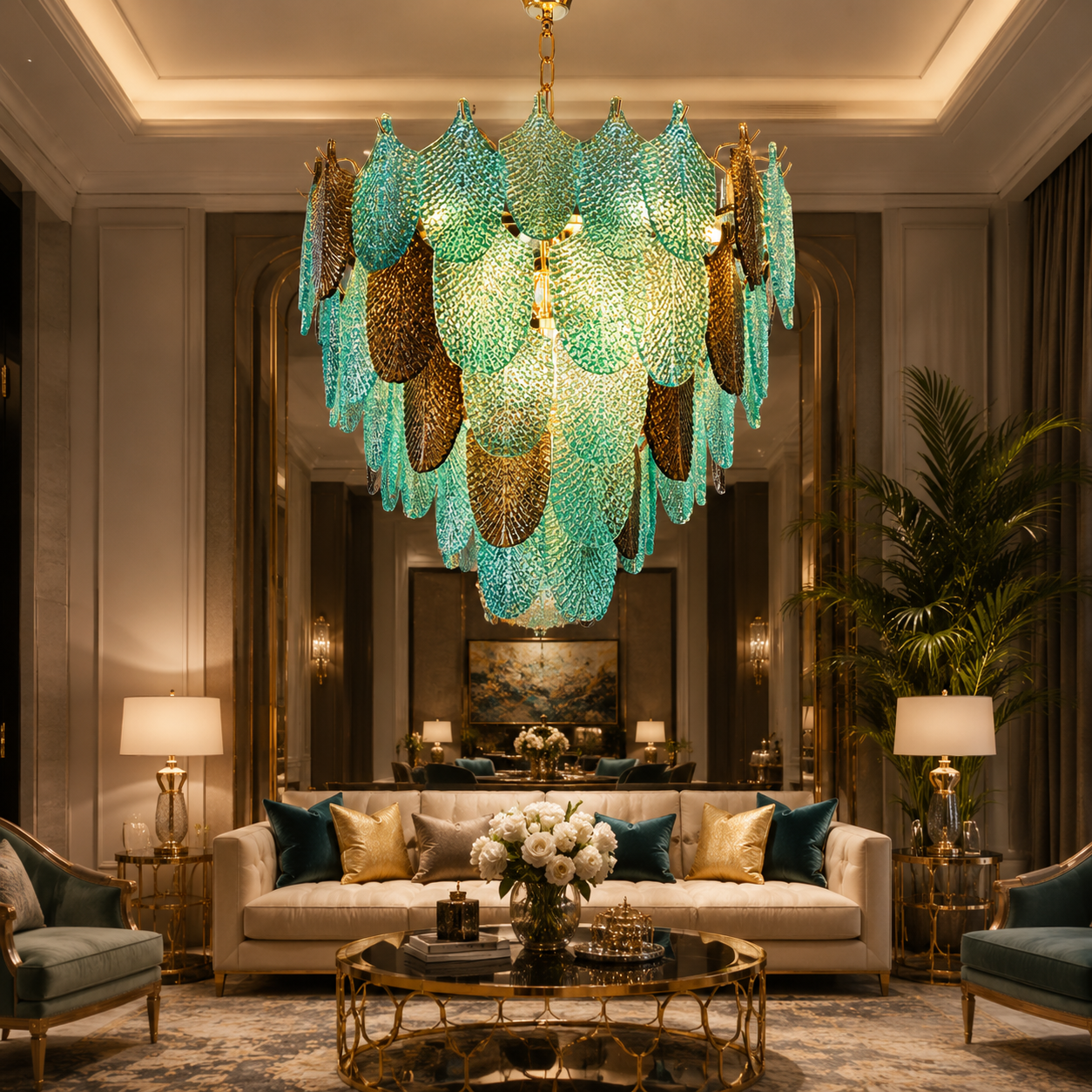 Aqua Aurelia Leaf Chandelier