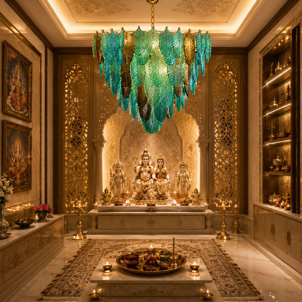 Aqua Aurelia Leaf Chandelier