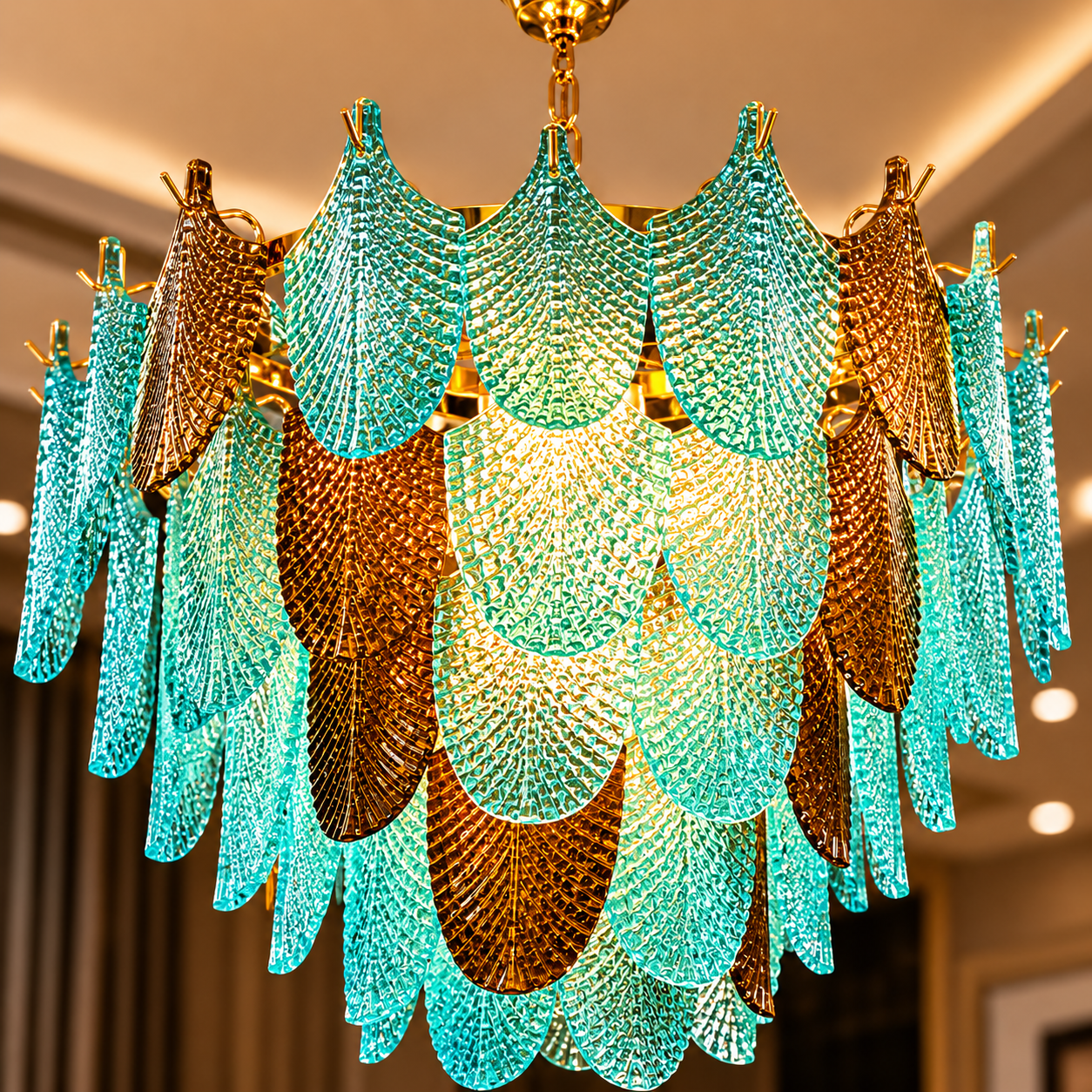 Aqua Aurelia Leaf Chandelier
