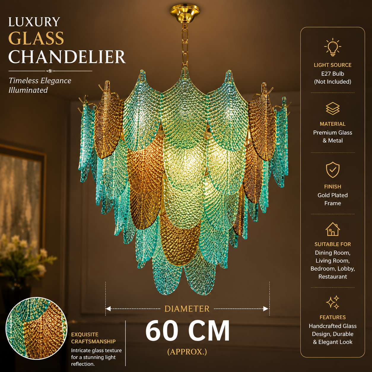 Aqua Aurelia Leaf Chandelier