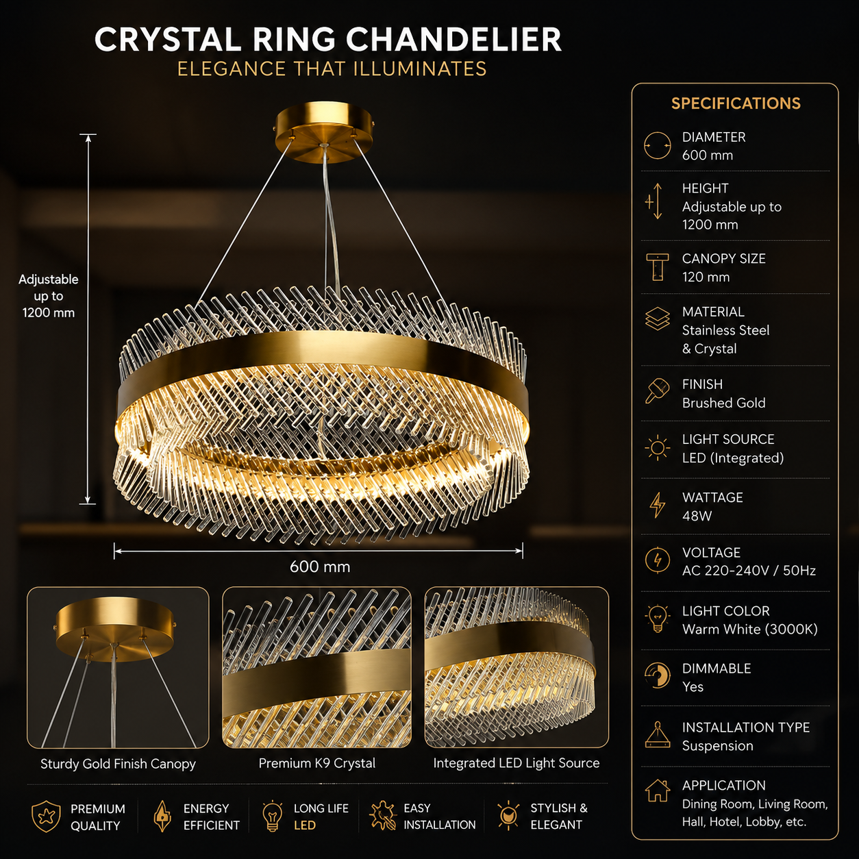 Radiant Crown LED Chandelier