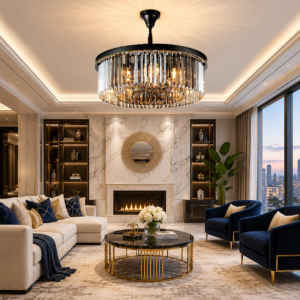 Modern Crystal Drum Semi-Flush Chandelier