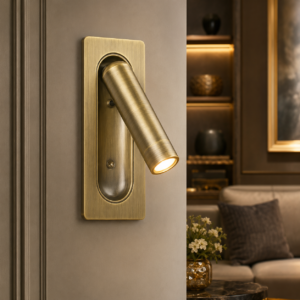 Antique Brass Adjustable Bedside Reading Wall Spotlight